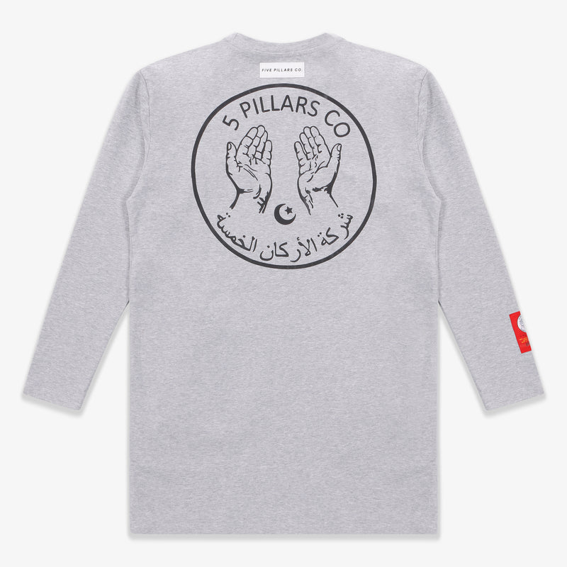 – Pillars Company Kameez Sleeve Grey 5 Long T-Shirt